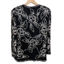 Oleg Cassini Vintage Beaded Embellished Black Silk Floral Top Formalwear Blouse Photo 1