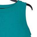 Talbots  Rib Round Neck Shift Midi Dress Women 10 Sleeveless Stretch Teal Green Photo 3