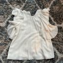 Alexis White  silk butterfly ruffle sleeve blouse top Photo 2