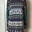 VINTAGE NORDIC ICELANDIC WINTER FLORAL STRIPE SWEATER DRESS APRES SKI Purple Size M Photo 0