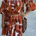 The Bar DODO OR Nell Burnt Orange White Floral Lace Cutout Oversized Dress Size S Photo 2