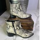 Blondo  Elvina Waterproof Block Heel Ankle Booties in Snakeskin Leather Photo 6