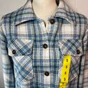 Boston Traders  Women's White and Blue Plaid Shacket Shirt Jacket Photo 3