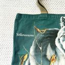 Yellowstone Vintage 90s Full Hunting Wolf In Leaves Green Canvas Souvenir Tote Photo 2