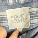 Thread and Supply  Plaid Chambray Short Sleeve Button Up Blouse Size S Photo 7