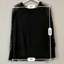 Women’s Long Sleeve Ribbed V Neck Tee Shirt with Lace Sleeves Black Size L NWOT Size L Photo 4