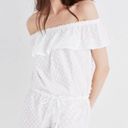 Madewell  White Off the Shoulder Swiss Dot Shorts Romper Size Small Photo 11