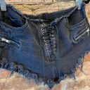 Forever 21 Frayed Black Lace Up Denim Shorts  Photo 4