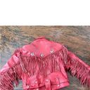 Free People Vintage Red Leather Fringed Motorcycle or Rodeo Jacket with Conchos Size XXL Photo 2