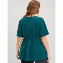 Bloomchic  Dark Green Round Neck Laser Cut Ruffles T-Shirt 22 24 3X NWT Photo 3