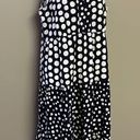 Loft  Navy White Polka Dot V-Neck Ruffled Flowy MIDI Dress- Medium Photo 2