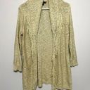 cupio Tan Chevron Knit Open Front Fringe Hemline Longline Boho Cardigan Sweater Medium Photo 0