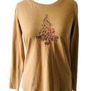 Coldwater Creek  LADIES LS TAN SEQUINED TOP TUNIC TEE TSHIRT EUC XS 4 Photo 0