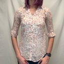 Candie's  Women's Y2K Split Back Floral Sheer Roll Tab Blouse Top XS Extra Small Photo 0