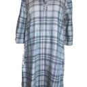 Beach Lunch Lounge Womens Blue Plaid Denim Chambray Roll Tab Sleeves Dress Sz XS Photo 1