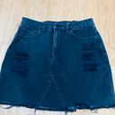 Volcom Women's High Waisted Raw Hem Black Denim Mini Skirt Size S Photo 4