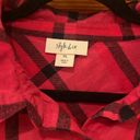 Style & Co  Red and Black Plaid Button Up Shirt with Sequin Stars Top Photo 1
