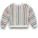 Knox Rose Striped Sweater Pointelle Dot Knit Midweight Cream Multicolor Large Photo 5