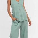 Free People  Dana April Mist Womens Top Pant Set Ribbed Midweight Sleeveless Photo 0