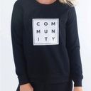 Zyia  Size Small Black Community Block Logo Spellout Crewneck Sweatshirt Photo 0