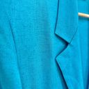 American Vintage  80's Daily Habit Linen Blend Blue Blazer SIZE 11 LARGE Oversize Photo 3