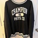 Champion  Phys. Ed. Reverse Weave Black and White Collegiate Crewneck Sweatshirt Photo 0