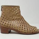 Loeffler Randall  Ione Beach Tan Leather Perforated Peep Toe Ankle Boots Shoes 6 Photo 0