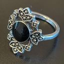 Onyx Vintage  stone silver plated ring size 7 Photo 2