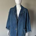 Vintage Denim Oversized Blazer Jacket With Design Blue Size L Photo 0