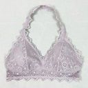 Felina Light Lavender Lace Lightly Padded Halter Bralette Photo 0