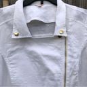 Guess  LOS ANGELES White Linen Crop Moto Zippered Jacket L Photo 2