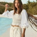 Free People NWT  - Megan Crochet Knit Ivory Top XS Boho Peasant Festival Blouse Photo 0