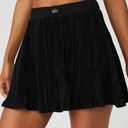 Alo Yoga Alo Micro Plisse Tennis Skirt Black Crinkled Shiny Satin Sports Traveling Skort Photo 0