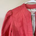 Anthropologie Madchen ‎ Melon Pink Cropped Textured Cotton Linen Blazer Size Med Photo 5