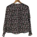 Maison Jules  Womens S Dark Floral Georgette Blouse Top Black Pink Cottagecore Photo 1