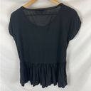 Max Studio  Short Sleeve Peplum Top Black Size small Photo 3