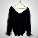 Suzanne Betro  Signature Black Lace Sleeves Sweater Photo 3