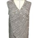 W By Worth  Women Gray Cotton Open Knit V-Neck Sleeveless Wrap Sweater Vest Sz L Photo 0