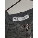 ZARA  Women's Grey Cropped Knit Zip Up Hoodie Size Small Photo 2