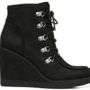 Zodiac Black Suede Indy Wedge Lace Up Ankle Booties Photo 0