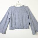 Popsugar  Grey Ruffled Wide Sleeve Bell Sleeve Cropped Sweatshirt Sweater Size M Photo 2