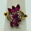 Ruby Gold Tone, Pink , & Clear Glass Ring Photo 0