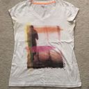 Xersion V-Neck Orange Graphic White Tee Photo 0