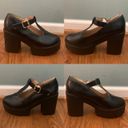 Faux Leather Mary Jane Black Platforms Size 6 Photo 1