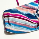 Vanilla Beach  Bikini Top High Neck Strappy Criss Cross Blue Pink Striped NWOT L Photo 5