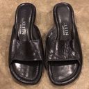 Anne Klein ’s Black Leather Slip On Sandals Photo 1