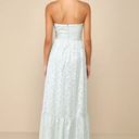 Lulus Elegant Sage Jacquard Floral Strapless Maxi Dress Photo 1