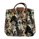 Signare Tapestry Foldable Tote Shopping Bag Snap Button Labrador Dogs NWT Photo 3