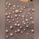 August Silk  Silver Pearl and sequin Scoop Neck Pullover Sweater Size L Photo 2