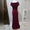 La Femme  26519 Off Shoulder V Neck Long Sheath Jersey Gown NWOT size 4 Wine Photo 3